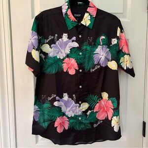 Ripndip Men's Black Tropical Floral Shirt Pablo size medium